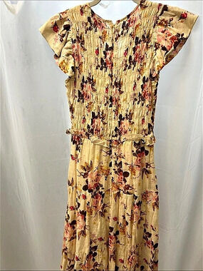BCBG Max Azria Floral Maxi Dress in Cream & Red Size 2